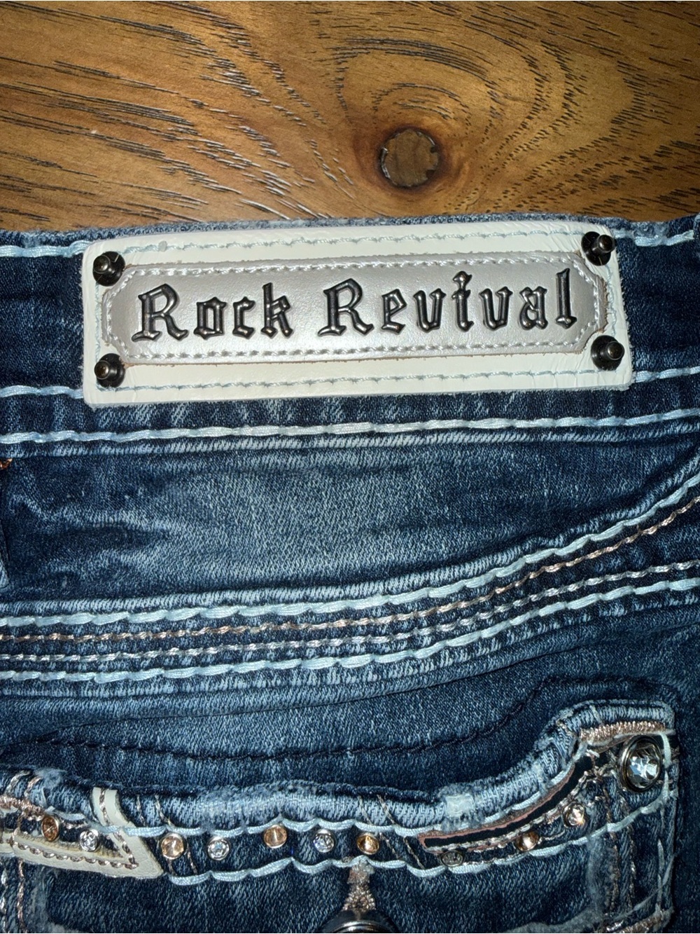Rock Revival Women's Faded Dark Indigo Distressed Denim Shorts - Picture 7 of 8
